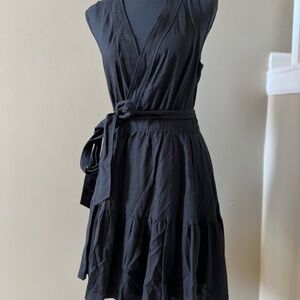 Christian Lacroix Black Linen Mini Wrap Dress